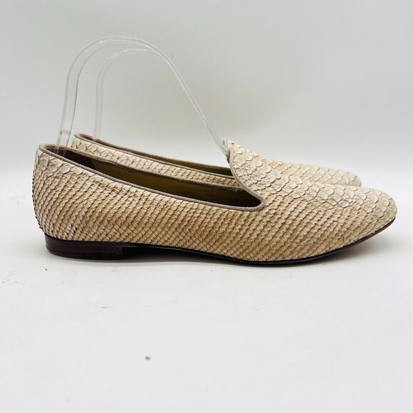 M Gemi Loafers Womens 7 Off White Snake Print Smoking Venetian Flats Italy Shoes - Picture 1 of 11